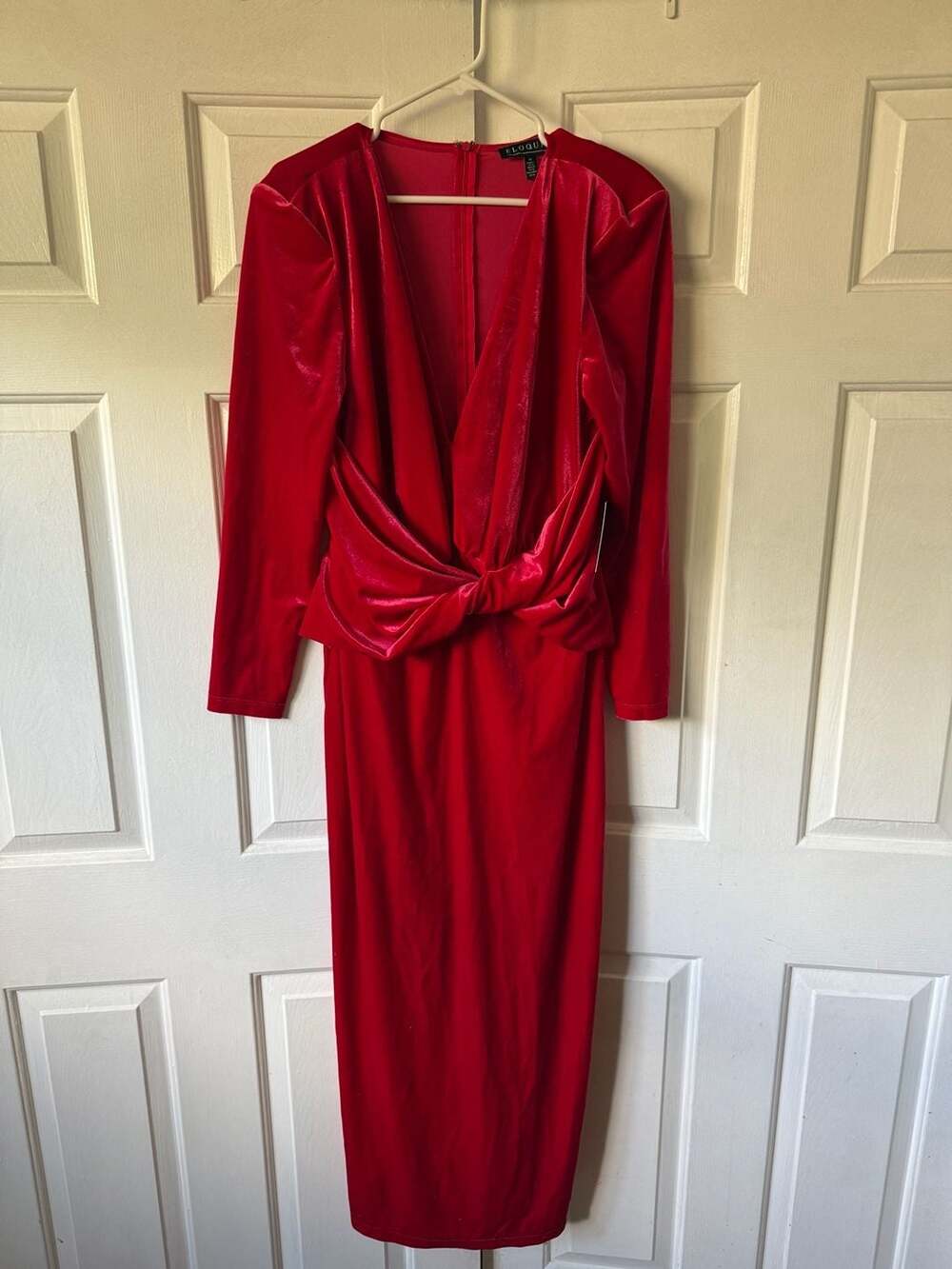 Eloquii Red Velvet Knot Front V-Neck Maxi Dress Size 16 NWT